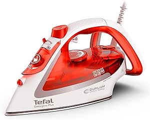 Tefal FV5738 Easygliss Plus Dampfbügeleisen | 2800 W | 45 g/Min. automatische Dampfmengenregulierung | 230 g/Min. Dampfstoß | 3 Dampfzonen | Vertikaldampf | Orangerot/Weiß/Silber