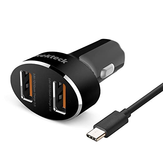 Car Charger, Nekteck Quick charge 3.0 36W Dual USB Car Charger Rapid Charging Adapter for Apple and Android Devices.