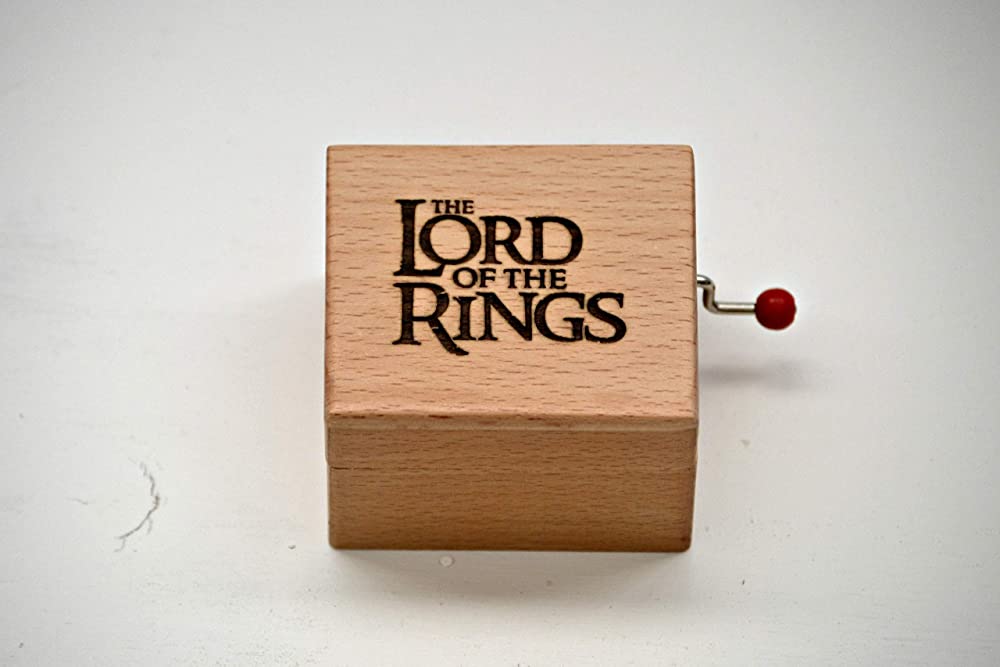 Lord of the rings engraved music box. Hand Cranked mechanism. Great gift for music lovers. Collect our music boxes.