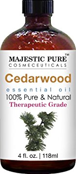 Majestic Pure Cedarwood Oil, Therapeutic Grade, Pure and Natural Cedarwood Essential Oil, 4 fl. oz.