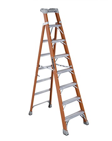 Louisville Ladder FXS1508 Fiberglass Step/Shelf Ladder with 300-Pound Duty Rating, 8', Orange