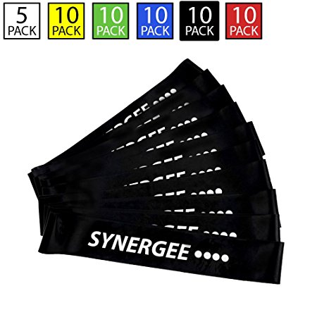 Synergee 10 Pack Mini Band Resistance Loop Exercise Bands Black X-Heavy Resistance