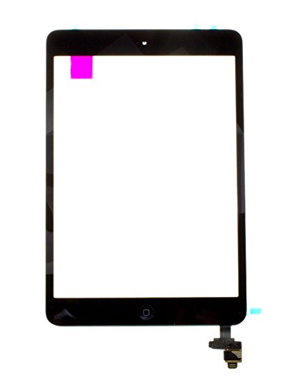 Mimi Replacement Screen for Black iPad Mini Touch Screen Digitizer IC Chip Home Button and Flex Cable Assembly