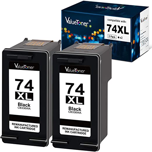 Valuetoner Remanufactured Ink Cartridge Replacement for HP 74XL High Yield CH623BN CB336WN (2 Black) 2 Pack