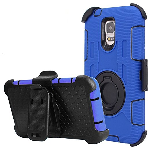 Samsung Galaxy S5 Case, Galaxy S5 Case, BENTOBEN Hybrid Protective Soft&Hard Case with Rotating Kickstand Belt Clip Holster Cover Case for Samsung Galaxy S5 S V I9600 GS5 All Carriers, Dark Blue