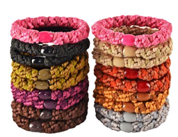 Set of 18: HBY™ Thick Solid Stretch Pony Elastics Ponytail Holders