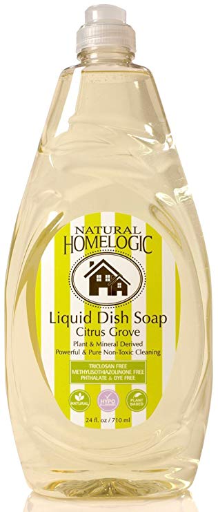 Natural HomeLogic Eco Friendly Liquid Dish Soap, 24 oz Citrus Grove | Powerful & Pure Non-Toxic Cleaning | Plant & Mineral Derived