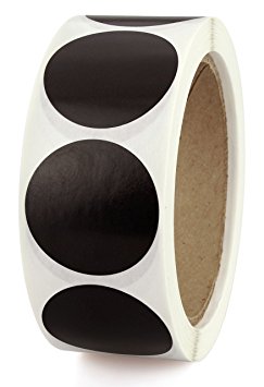 1-1/2" Black Color-Code Labeling Dots | Permanent Adhesive, Writable Surface — 500 Stickers per Roll