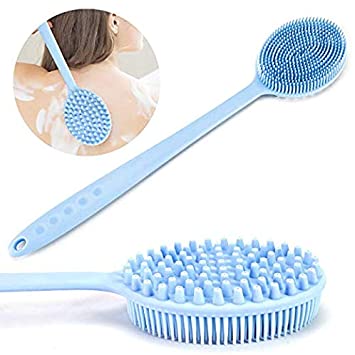 VASLON Slicone Bath Body Brush Exfoliator, Ultra-Soft BPA-Free Shower Back Scrubber with Long Handle Back Brush for Shower with Soft Bristles, Back Scrubber (Slicone)