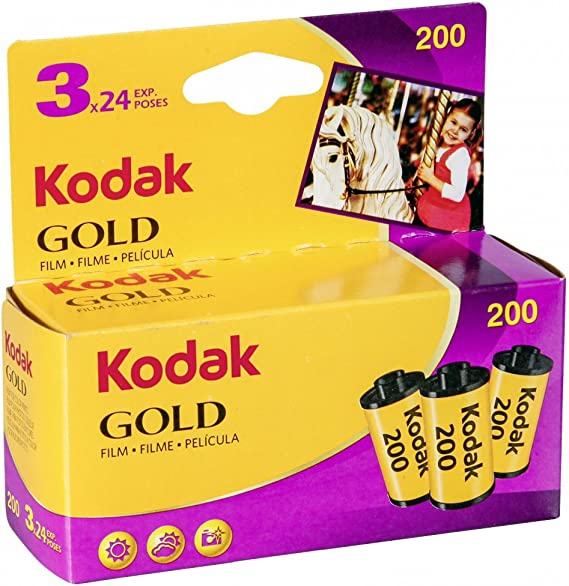 Kodak 6033971 Gold 200 Film (Purple/Yellow) - 3 Rolls - 24 Exposures Per Roll