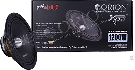 ORION XTR Series XTR654 NEO Pair 6.5" HIGH Efficiency MIDRANGE Speaker 1200 WATTS MAX Music Power 4 OHMS Neodymium Magnet CAR Audio CAR Stereo MID