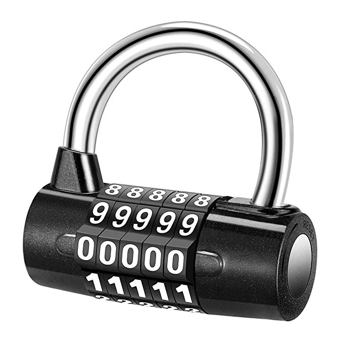 Laelr 5 Digital Combination Lock Security Padlock Combination Resettable Locks Zinc Alloy Material Waterproof Number Lock for Gym School Office Home or Outdoor Shed