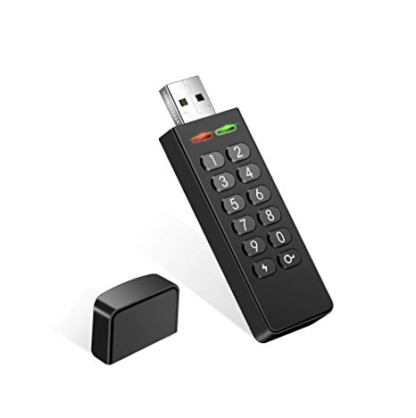 Encrypted USB Flash Drive, 32 GB Keypad Secure FIPS Certified Memory Stick, Military Grade Hardware U Disk with Password Protection, Personal USB 2.0 AES 256-bit Encryption