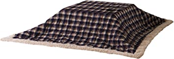 AZUMAYA KK-103BL Kotatsu Futon Square Shape, Blue Checked Design 100% Polyester Fabric Material, W75.0 x D75.0 Inches, Home and Living