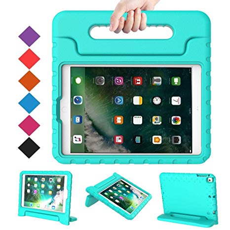 BMOUO Case for New iPad 9.7 Inch 2018/2017 - Shockproof Case Light Weight Kids Case Cover Handle Stand Case for iPad 9.7 Inch 2017/2018 (iPad 5th and 6th Generation) Previous Model - Turquoise