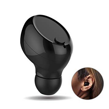 Mini Wireless Bluetooth Earbud Invisible Noise Cancelling Headphone In-Ear Bluetooth Business Earphone V4.1 Stereo Car Bluetooth Headset with Mic Smallest Earpiece Magnetic USB Charger for IOS Android Cell Phones (Black)