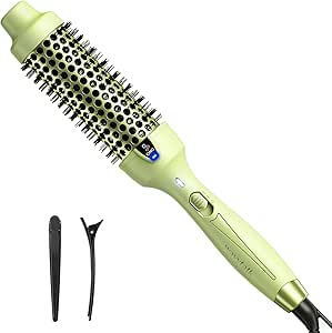 Wavytalk Thermal Brush, 1 1/2 Inch Ionic Heated Round Brush Creates Blowout Look, Thermal Round Brush Makes Hair Shinier & Smoother, Dual Voltage, Easy to Use (Green)