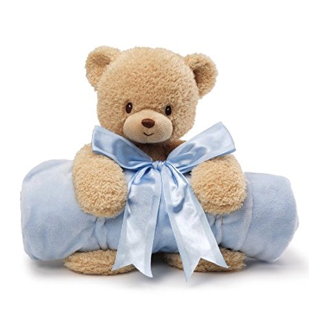 Gund Baby Blanket Set, Teddi Bear & Blue (Discontinued by Manufacturer)