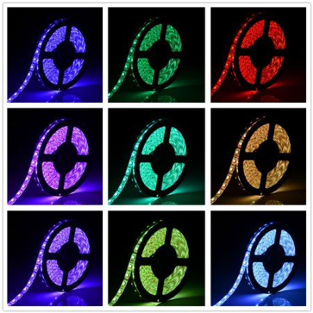 ANNT 5m SMD RGB 5050 Waterproof LED Strip Light 300leds 164ft LED Strip  12v 5a Power Supply  12v 5a Dimmer  44 Key Remote 5m Rgb