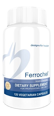 Designs for Health | Ferrochel Iron Chelate | Strong Iron Supplement | 120 Vegetarian Capsules