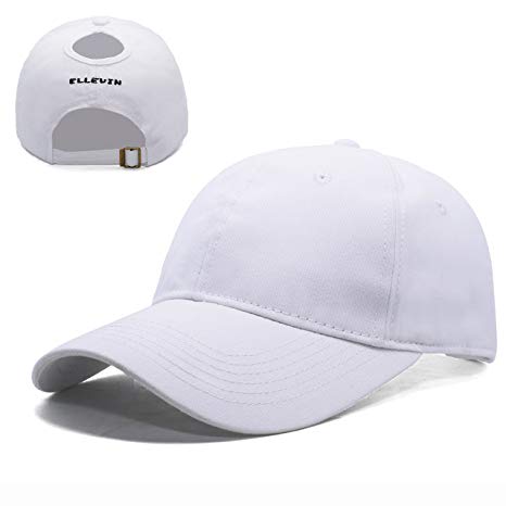 ELLEWIN Ponytail Baseball Cap Plain Cotton Messy High Bun Hat for Women and Men