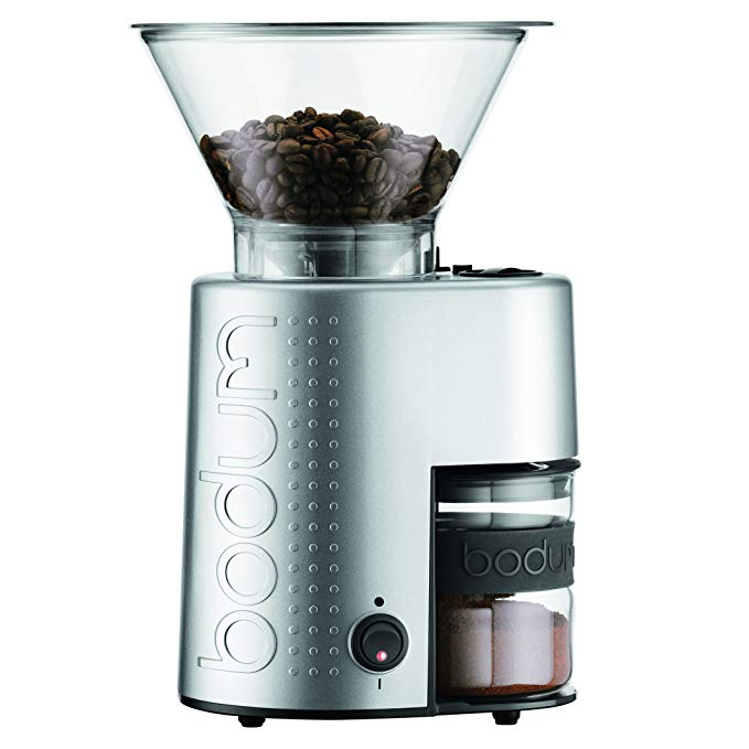 BODUM 10903-70UK-1 BISTRO Electric Burr Coffee Grinder, Aluminum, Silver