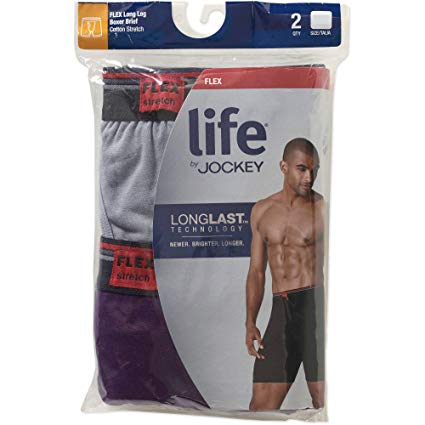 Jockey Life Men's 2-Pack Flex Cotton Stretch Boxer Briefs - Long Leg