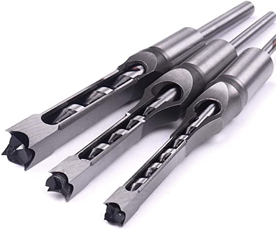 ATOPLEE Woodworker 5/16 3/8 1/2 Inch Square Hole Drill Bits Mortising Chisel Set (All of Sizes)
