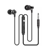 Headphones In-Ear Earbuds Earphones Headset with Mic Stereo and Volume Control Noise Isolating Sport Headphone for Cellphones Tablets MP3 Black