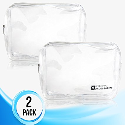 TSA-Approved Toiletry Bag 2 Pack - Zip Through Airport Security Check w/ Ease