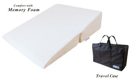 InteVision Folding Wedge Bed Pillow (32" x 25" x 7") with High Quality, Removable Cover and a Carrying Case