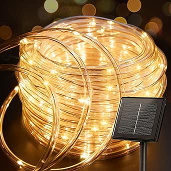 Minetom Solar String Lights Outdoor Waterproof, 72FT 200 LED Rope Lights with 8 Lighting Modes, Solar Christmas Outdoor Lights for Patio Garden Yard Porch Wedding Party Decoration, Warm White