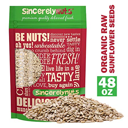 Sincerely Nuts Organic Sunflower Seed Kernels Raw (No Shell) (3lb bag) | Nutritious Antioxidant Rich Superfood Snack | Source of Protein, Fiber, Essential Vitamins & Minerals | Vegan and Gluten Free