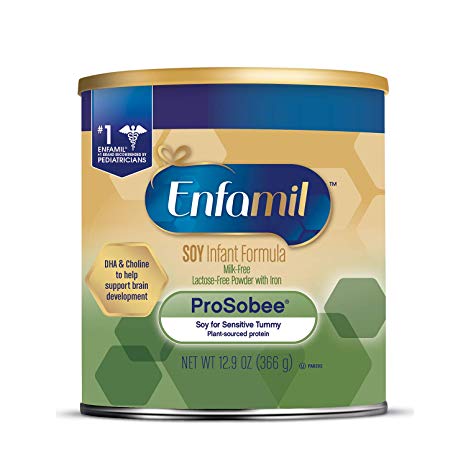 Enfamil ProSobee Soy Sensitive Baby Formula, Dairy-Free Lactose Free Plant Protein Milk Powder, 12.9 ounce - Omega 3 DHA, Iron, Immune & Brain Support