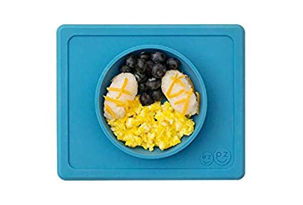 ezpz Mini Bowl - One-Piece Silicone placemat   Bowl (Blue)