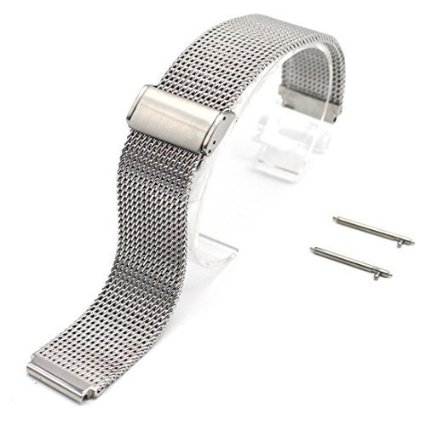 Huawei Watch Band Strap - Rerii 18mm Width Mesh Stainless Steel Watchbands Strap with Quick Release Pins for Huawei Watch