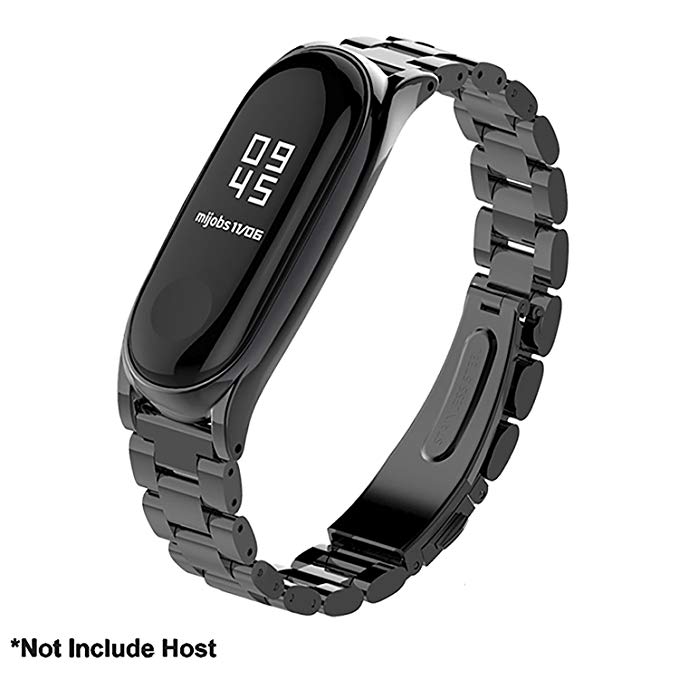 Mi Band 3 Straps Bracelet Replacement,Stainless Steel Metal Wrist Strap Wristband WatchBand Accessories for Xiaomi Mi Band 3 Miband 3 (Metal Black)