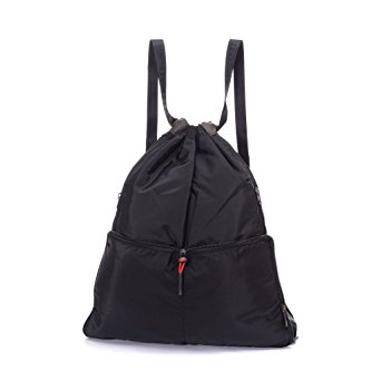 Drawstring Backpack Foldable Cinch Sack Basic Sackpack Gym Tote Dance Bag for Shopping Swimming Sports Women Men and Kids