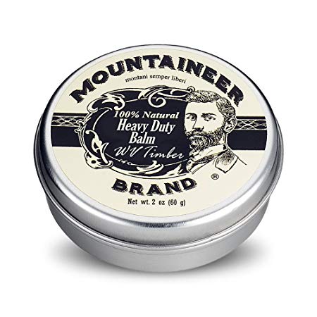 Heavy-Duty Beard Balm by Mountaineer Brand: Beard Tamer and Leave-in Conditioner, Timber Scent, 2 oz Tin