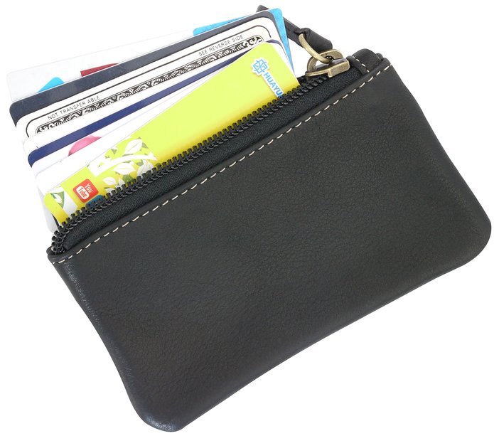 Leather Coin Purse Change Wallet Card Case Small Zip Bag For Men Women