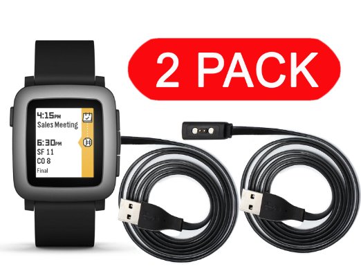 YutaoZ Replacement Charger for Pebble Time 2 pcs black