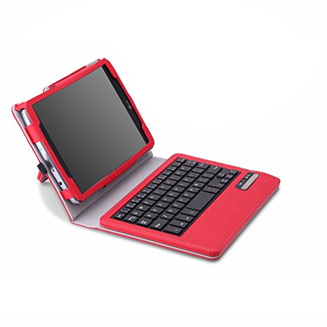 MoKo Wireless Bluetooth Keyboard Cover Case for LG G Pad F 8.0 inch [AT&T Model V495 / T-Mobile Model V496 / US Cellular Model UK495] & LG G Pad F 2 8.0 [V498] 4G LTE Android Tablet, RED