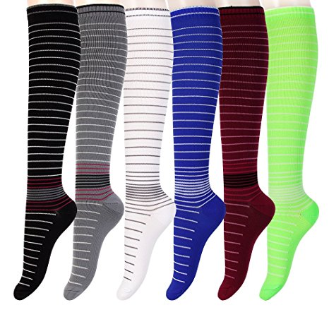 6 Pairs Compression Socks Unisex 20-30 mmHg Medical Grade Stocking