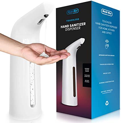 Medd Max Automatic Touchless Hand Sanitizer Dispenser, Touch-Free Soap Dispenser with Infrared Motion Sensor, Battery Powered, Suitable for Home, Office, Kitchen, Hospital