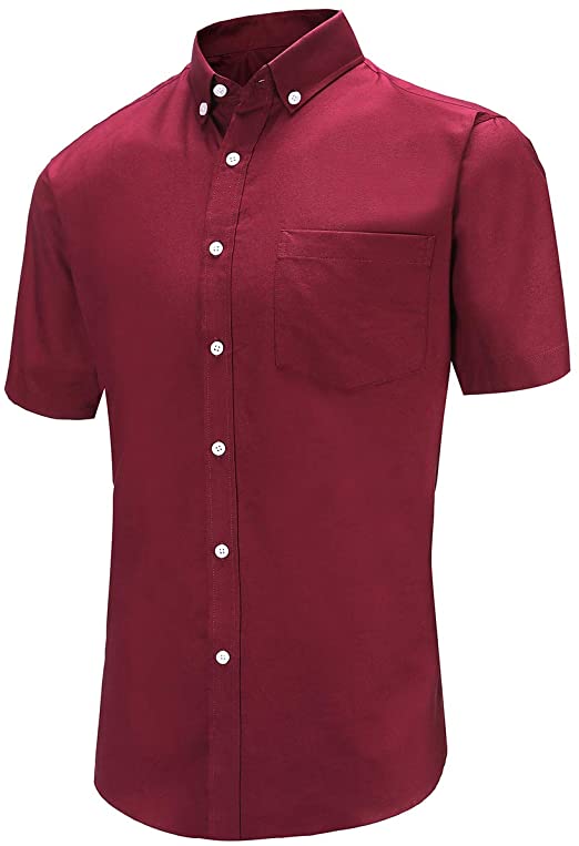 Jeetoo Short Sleeve Dress Shirts for Men Collard Button Up Shirts