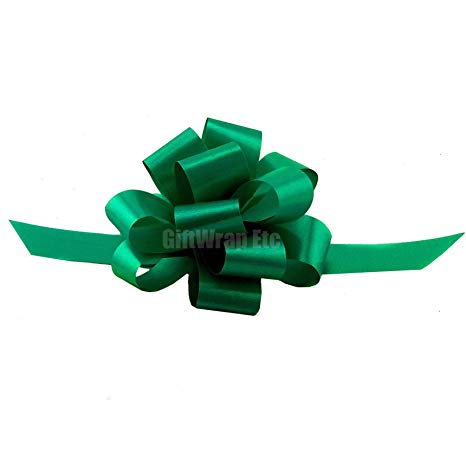 Emerald Green Decorative Gift Pull Bows - 5" Wide, Set of 10, Christmas Party Ribbons, St. Patrick's Day Decorations