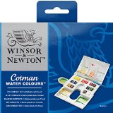 Winsor and Newton - Cotman Water Colour Paints Compact Set 14 Half Pans with Series III Water Colour Brush