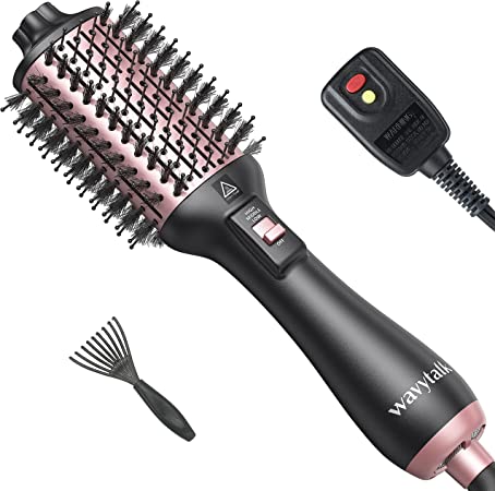 Hair Dryer Brush, Wavytalk Hair Dryer Brush Blow Dryer Brush in One, One Step Hair Dryer Styler & Volumizer with Negative Ions, Brush Hair Dryers for Women with Clean Claw and ALCI Plug, Rose Gold