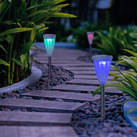 GIGALUMI Color-Changing Solar Lights Outdoor Garden Led Light Landscape / Pathway Lights-6 Pack