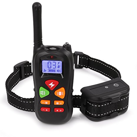 Shock Collar for Dogs - Waterproof Dog Training Collar with Remote 1100 Ft Rechargeable Shocking Collar with Reflective Double Band Nylon,Beep/Vibration/Shock Electric Collar